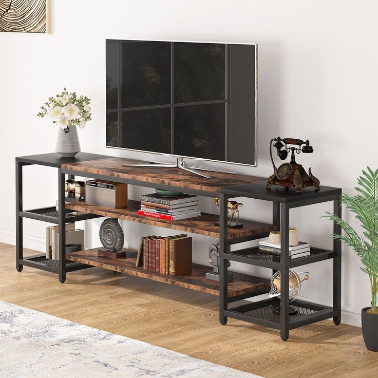 78.7" Tv Stand, 3 Tier Media Entertainment Center For Tv Up To 85" |  Entertainment Center, Tv Console Table, Tv Stand And Entertainment Center With Regard To Tier Stands For Tvs (Photo 7 of 15)