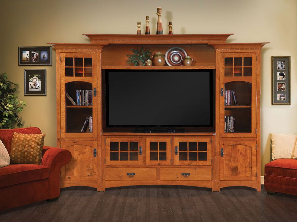 Amish Home Furnishings – Amish Furniture In Daytona Beach Florida :: Entertainment  Centers :: Winchester Bridge Entertainment Wall Unit With 60" Tv Console Pertaining To Entertainment Units With Bridge (View 3 of 15)