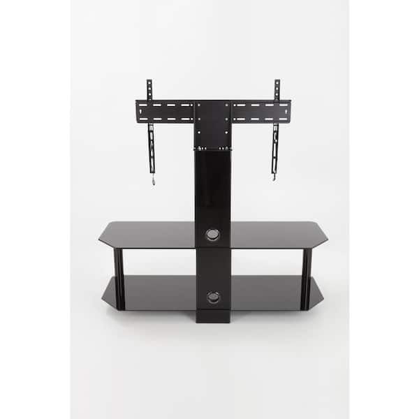 Avf Sdcl1140bb A Stand With Tv Mount For Tvs Up To 65 In. Black Glass,  Black Legs Sdcl1140bb A – The Home Depot For Top Shelf Mount Tv Stands (Photo 10 of 15)