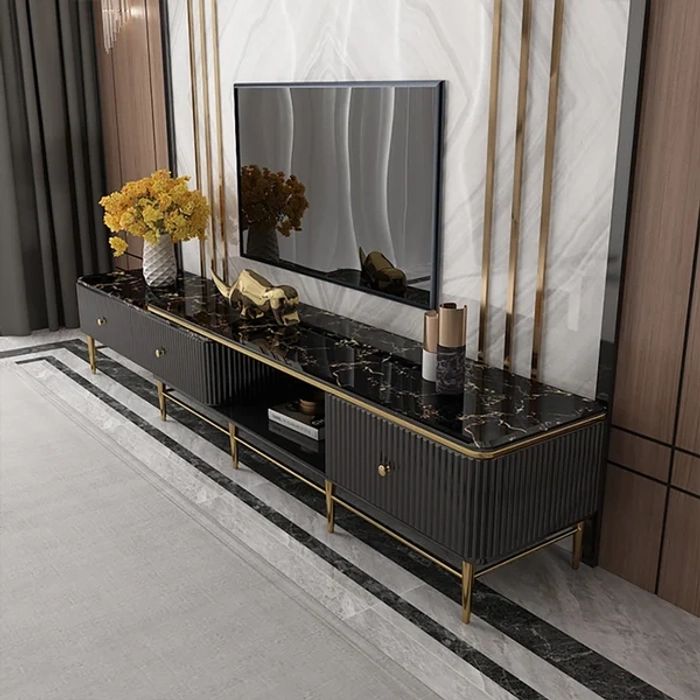 Featured Photo of 15 Collection of Black Marble Tv Stands