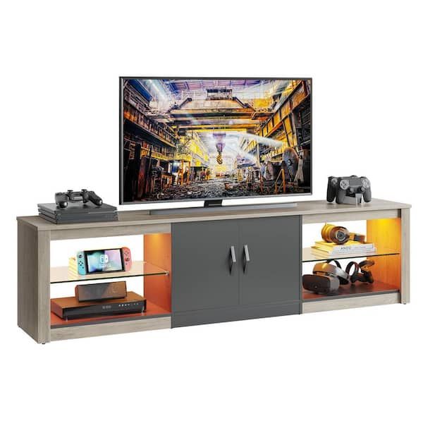 Bestier 70 In. Grey Wash Tv Stand Fits Tv's Up To 75 In (View 11 of 15)