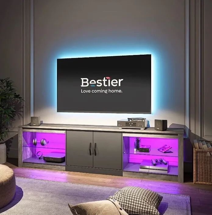 Bestier Led Tv Stand For Tvs Up To 75" Entertainment Center For Living Room  | Ebay For Bestier Tv Stand For Tvs Up To 75" (View 4 of 15)