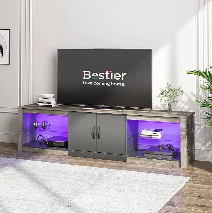 Bestier Led Tv Stand For Tvs Up To 75" Entertainment Center For Living Room  | Ebay Inside Bestier Tv Stand For Tvs Up To 75&quot; (View 7 of 15)