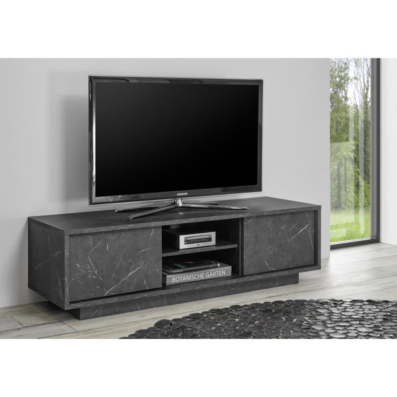 Carrara 139cm Modern Tv Unit In Black Marble Imitation – Tv Stands (4495) –  Sena Home Furniture Intended For Black Marble Tv Stands (Photo 11 of 15)