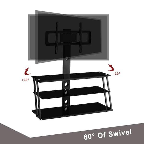 Cipacho 41.3 In. Metal Black Tv Stand With 3 Tier Tempered Glass Fits Tv's  Up To 65 In (View 4 of 15)