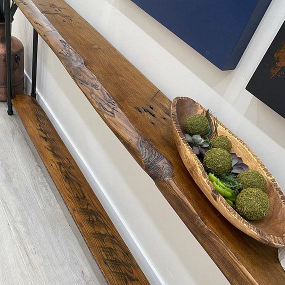 Console Table With Shelf, Narrow Sofa Table, Reclaimed Wood Entryway Table,  Custom Sizes And Colors – Etsy Intended For Asymmetrical Console Table Book Stands (Photo 10 of 15)