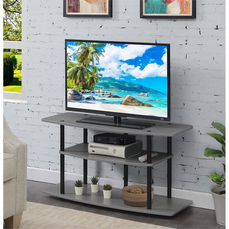 Convenience Concepts Designs2go Three Tier Wide Tv Stand In Gray Wood  Finish | Bushfurniturecollection For Tier Stands For Tvs (View 15 of 15)