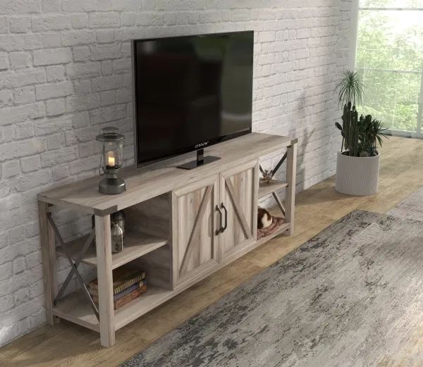 Dropship 68" Tv Stand Wood Metal Tv Console Industrial Entertainment Center  Farmhouse With Storage Cabinets And Shelves; Grey Walnut To Sell Online At  A Lower Price | Doba For Farmhouse Stands With Shelves (Photo 15 of 15)