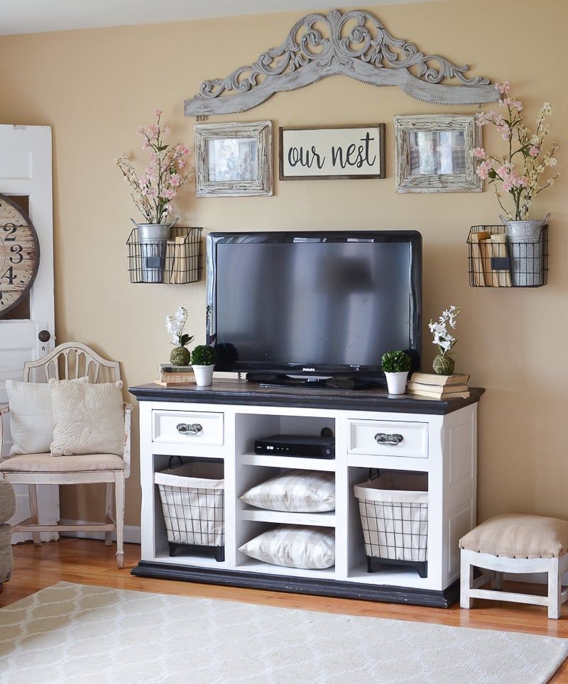Easy Farmhouse Style Tv Stand Makeover – Sarah Joy For Farmhouse Tv Stands (View 11 of 15)