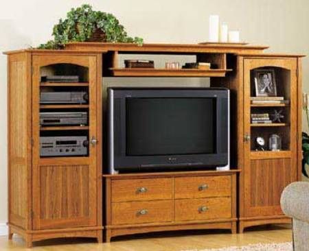 Entertainment Center Cabinet Set Woodworking Plan – Woodworkersworkshop For Entertainment Units With Bridge (View 8 of 15)