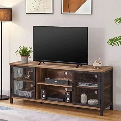 Entertainment Center For Tvs Up To 65 Inch, Rustic Wood Tv Stand, Large Tv  Console And Tv Cabinet For Living Room (60 Inch Wide, – Aliexpress Pertaining To Wide Entertainment Centers (Photo 6 of 15)