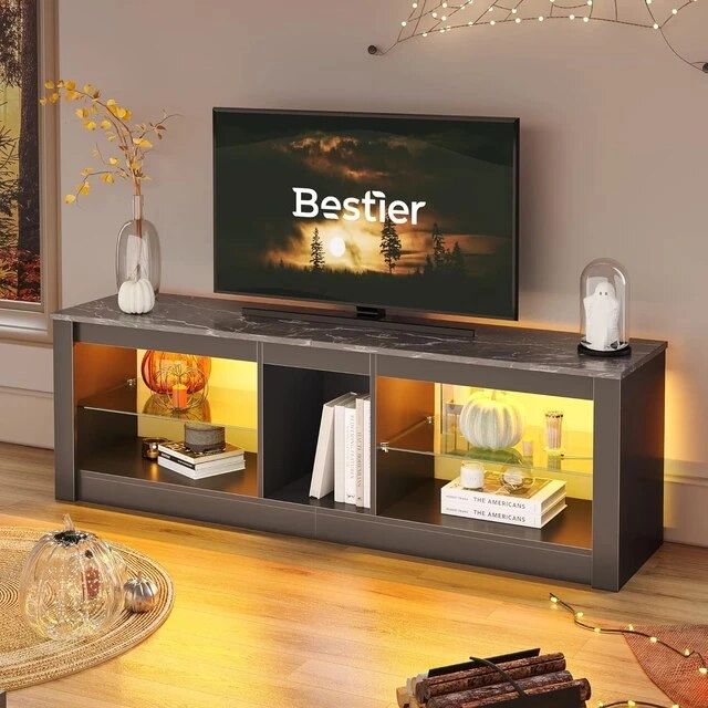 Entertainment Center Led Gaming Tv Stand For 55+ Inch Tv Adjustable Glass  Shelves 22 Dynamic For Rgb Tv Entertainment Centers (Photo 5 of 15)
