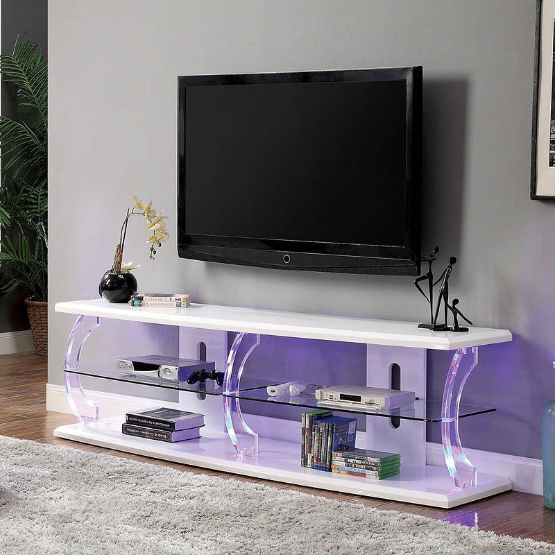 Ernst 72 Inch Tv Stand W/ Led Lights (white)furniture Of America |  1stopbedrooms Pertaining To Tv Stands With Lights (Photo 2 of 15)