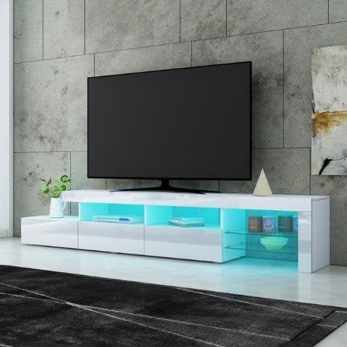 Glossy Smith 72" Tv Stand With Led Light – White | Konga Online Shopping In Tv Stands With Lights (Photo 1 of 15)