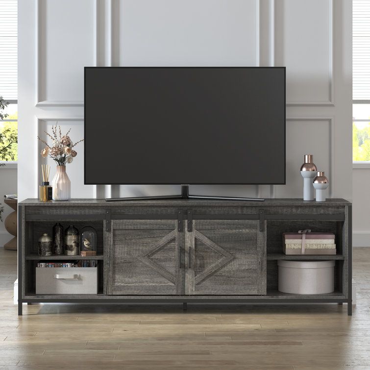 Gracie Oaks 60 Inches Modern Farmhouse Barn Door Tv Stand Up To 70" |  Wayfair For Modern Farmhouse Barn Tv Stands (Photo 4 of 15)