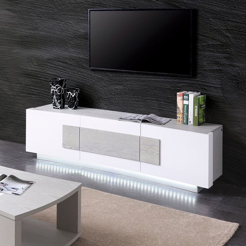 Grigio White & Grey Lacquer Modern Tv Stand | Contemporary Tv Stand For White Tv Stands Entertainment Center (Photo 6 of 15)