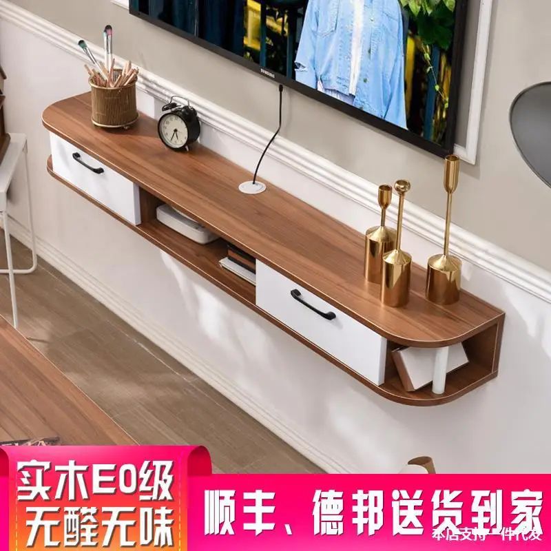 Hanging Wall Mount Tv Cabinet Small Apartment Living Room Solid Wood Set Top  Box Shelf Wall Mounted – Aliexpress With Top Shelf Mount Tv Stands (Photo 7 of 15)