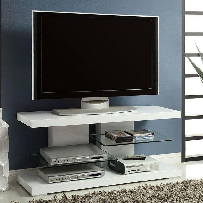 High Gloss White Tv Stand W/ Glass Shelves Coaster Furniture | Furniture  Cart Pertaining To Glass Shelves Tv Stands (Photo 9 of 15)