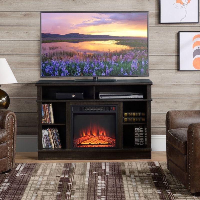 Homcom Electric Fireplace Tv Stand For Tv's Up To 47" Flat Screen, Living  Room Storage Cabinet, Entertainment Center With Adjustable Shelves, Cable  Management, Espresso Cabinet W/shelves | Aosom Canada Inside Electric Fireplace Entertainment Centers (Photo 15 of 15)