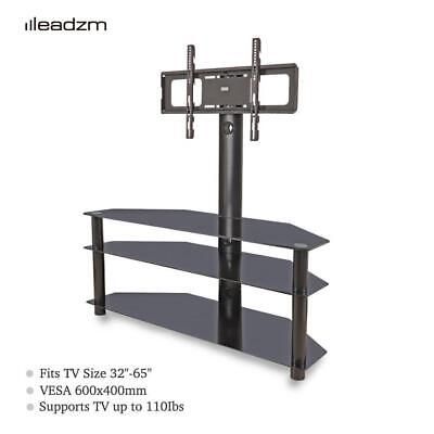 Home Office 3 Tiers Floor Tv Stand With Swivel Mount Glass Shelf 32" – 65"  Tvs | Ebay Intended For Glass Shelves Tv Stands (View 12 of 15)
