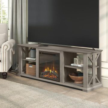 Homestead Farmhouse Tv Stand For 70 Inch Tv With Fireplace Insert | Bush  Furniture Pertaining To Farmhouse Tv Stands For 70 Inch Tv (View 13 of 15)