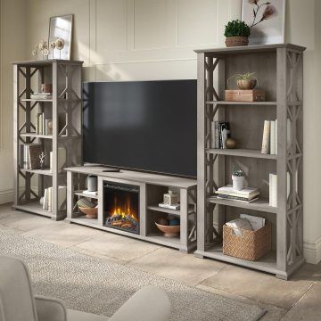 Homestead Farmhouse Tv Stand For 70 Inch Tv With Fireplace Insert | Bush  Furniture Within Farmhouse Tv Stands For 70 Inch Tv (View 7 of 15)