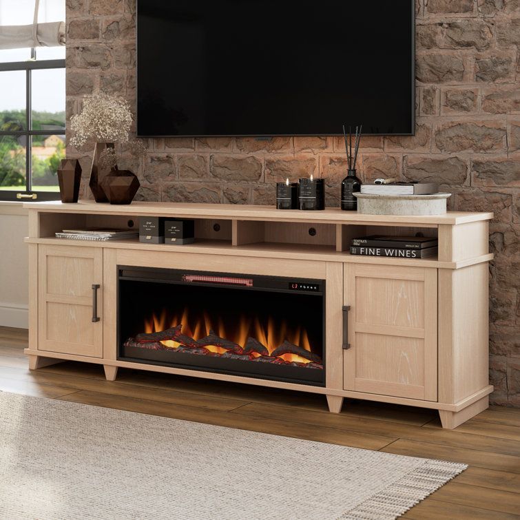 Lark Manor Anbar 86" Fully Assembled Tv Stand With Electric Fireplace, Fits  Tvs Up To 98" | Wayfair Inside Electric Fireplace Tv Stands (View 13 of 15)