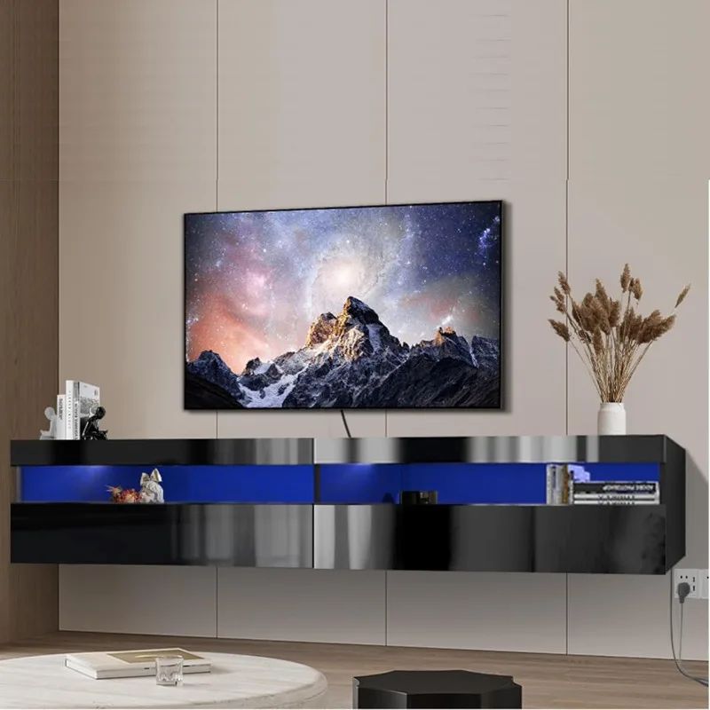 Ling Mobili Floating Tv Stand Wall Mounted Tv Shelf With Led Lights & Power  Outlet 71" Modern Entertainment Center Media Console – Aliexpress Inside Led Tv Stands With Outlet (View 3 of 15)