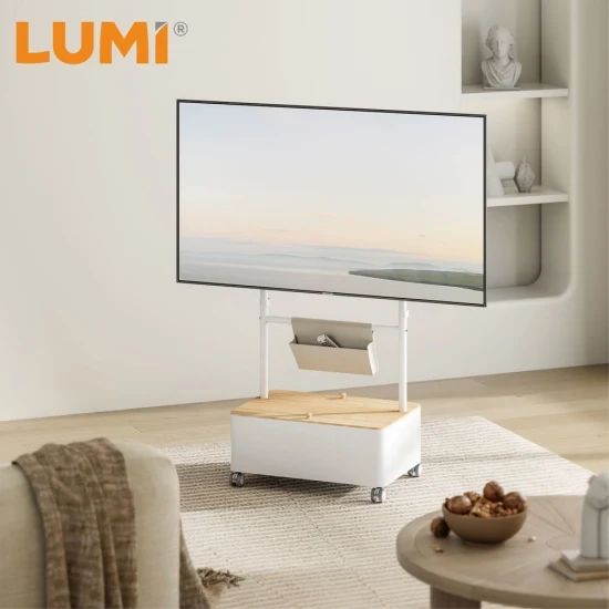 Lumi Easel Studio Minimalist Tv Floor Stand With Wheels – Mobile Rolling  Stand With Storage Box & Pouch – Oem/odm – China Modern Tv Stand And Rolling  Tv Cart Price | Made In China Inside Modern Rolling Tv Stands (View 15 of 15)