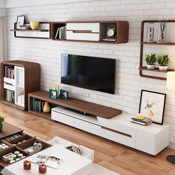 Luxury Modern Extendable Tv Stand Entertainment Cabinet With Storage  White&walnut / White&black Tv Stand With Bookshelf & Drawer,modern  Extendable Tv Stand Entertainment Cabinet With Storage White&walnut /  White&black Tv Stand Wit With White Tv Stands Entertainment Center (View 9 of 15)
