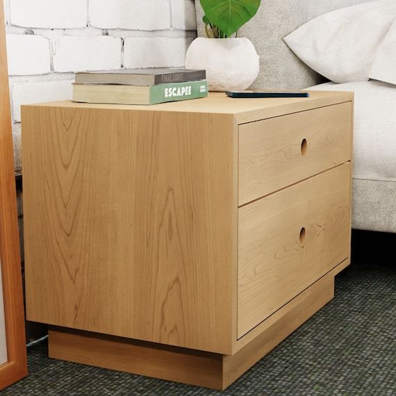 Maple Nightstand With Soft Close Drawers, Freestanding – Etsy Throughout Freestanding Tables With Drawers (Photo 12 of 15)