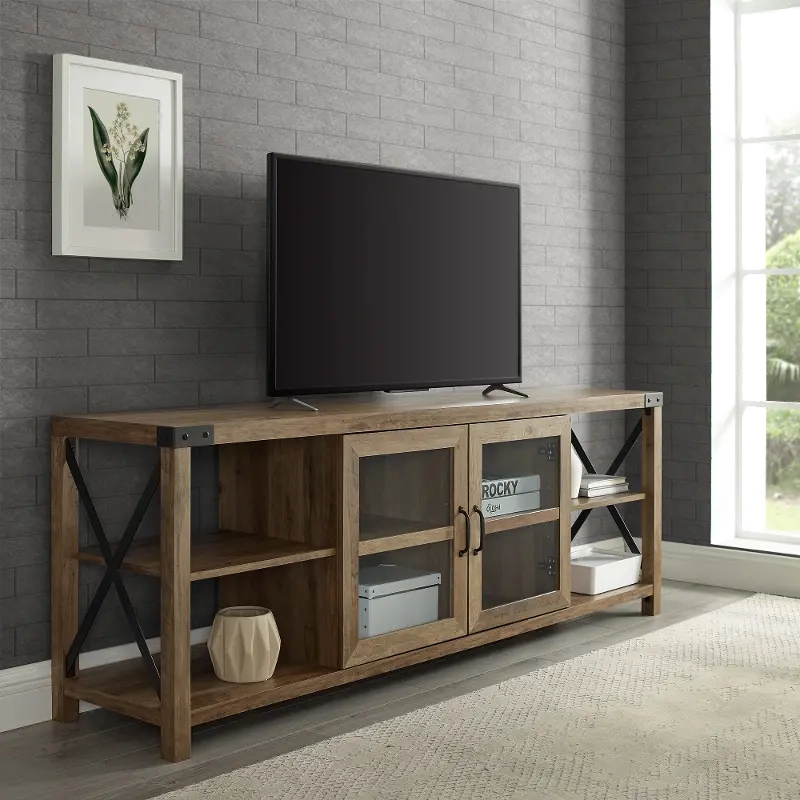 Metal X Reclaimed Barnwood 70 Inch Farmhouse Tv Stand – Walker Edison | Rc  Willey Throughout Farmhouse Tv Stands For 70 Inch Tv (View 2 of 15)