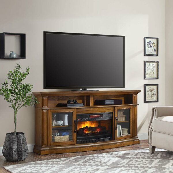 Middleton 72in Warm Ash Electric Fireplace Entertainment Center | Whalen  Furniture Within Electric Fireplace Entertainment Centers (Photo 1 of 15)