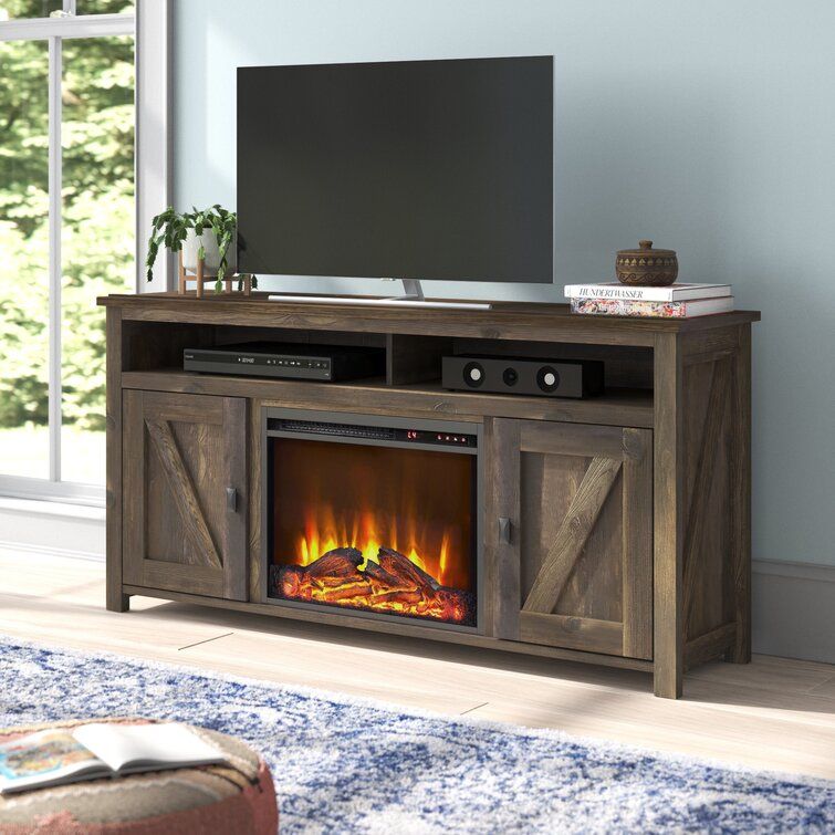 Mistana™ Whittier 59.625'' Media Console & Reviews | Wayfair For Tv Stands With Electric Fireplace (Photo 5 of 15)