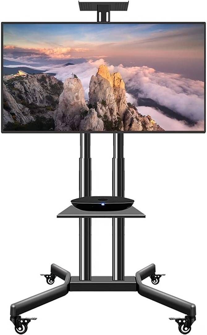 Mobile Tv Stand Rolling Tv Cart,floor Tv Stand For 32” To 70” Lcd Led Flat Within Mobile Tilt Rolling Tv Stands (View 3 of 15)