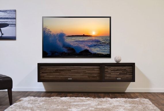Modern Tv Stand Wall Mounted Floating Entertainment Center Console Eco Geo  2 Piece Espresso – Etsy Canada Within Wall Mounted Floating Tv Stands (Photo 7 of 15)
