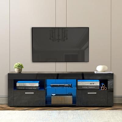 Modern Tv Stand With 16 Rgb Led Backlight And Remote Control And Large  Storage Drawer, Fits Up To 55 Inch Tv – Yahoo Shopping With Black Rgb Entertainment Centers (Photo 8 of 15)