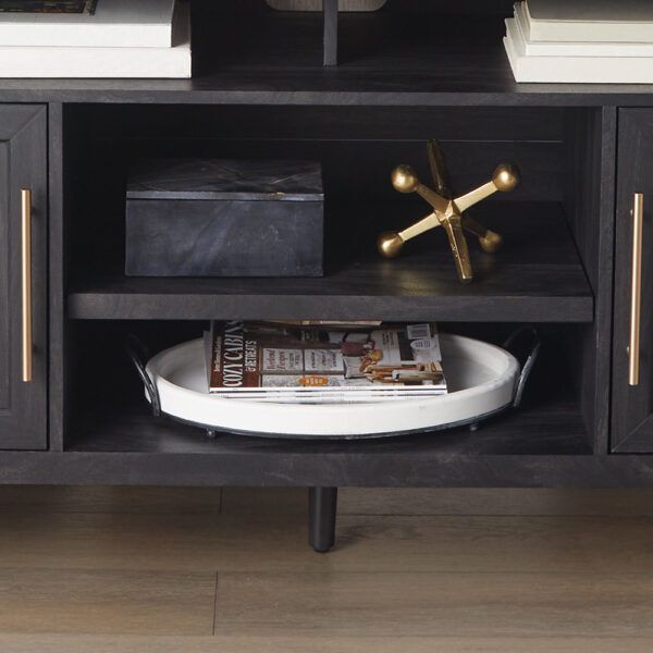 Oaklee 60in Charcoal Tv Console | Whalen Furniture Regarding Oaklee Tv Stands (View 2 of 15)