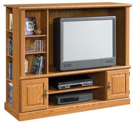 Orchard Hills 37 1/2" Wide Entertainment Center With Side Storage Carolina  Oak – Sauder Furniture – 401476 – Flat Panel Tv Stand, Flat Screen Tv Stands In Wide Entertainment Centers (Photo 2 of 15)