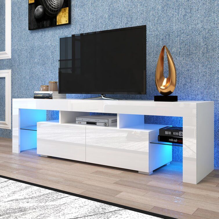 Orren Ellis Peiqi Tv Stand For Tvs Up To 70" & Reviews | Wayfair Inside White Tv Stands Entertainment Center (View 7 of 15)