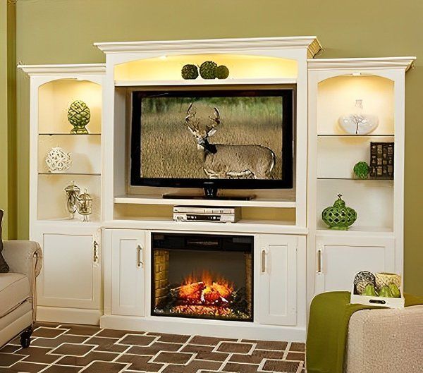 Park Lane Fireplace Entertainment Center With Optional Bookcases In Electric Fireplace Entertainment Centers (Photo 4 of 15)