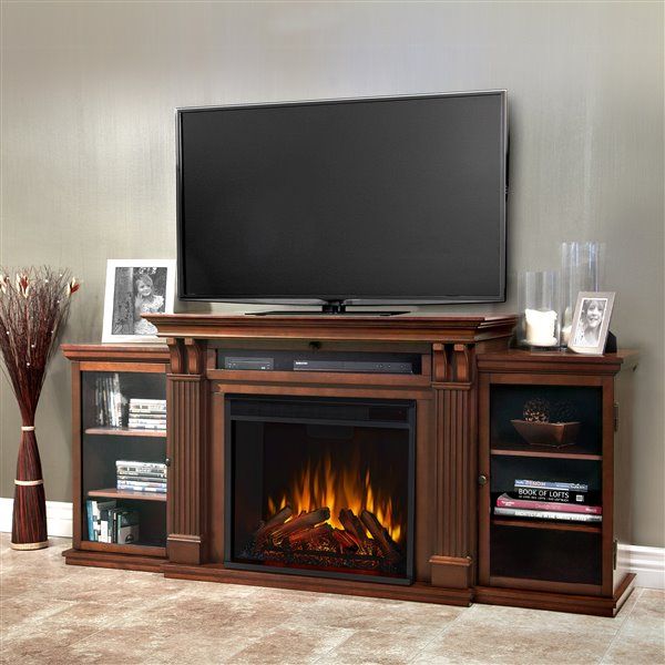 Real Flame Calie 67 In Infrared Electric Fireplace Tv Stand In Dark  Espresso 7720e De | Rona Inside Tv Stands With Electric Fireplace (View 7 of 15)