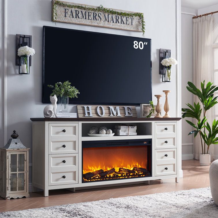 Red Barrel Studio® Conogher Tv Stand For Tvs Up To 80" With Electric  Fireplace Included & Reviews | Wayfair Throughout Tv Stands With Electric Fireplace (View 13 of 15)