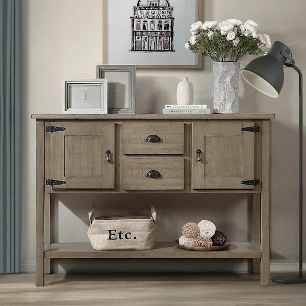 Retro Style Rustic Freestanding Wood 48 In (View 10 of 15)