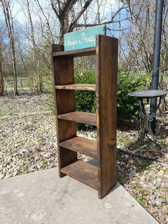 Rustic Farmhouse Ladder Bookcase Farm House Shelving Reclaimed Wood Stands  Alone Storage Bookshelf Custom Sizes Colors Jewelry Shelf Unique – Etsy Within Farmhouse Stands With Shelves (Photo 9 of 15)