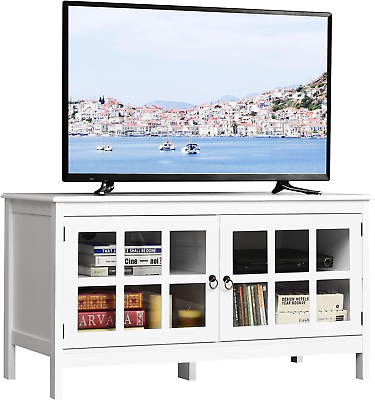 Tangkula Tv Stand Cabinet, Modern Wood Large Wide Entertainment Center  White | Ebay Pertaining To Wide Entertainment Centers (View 15 of 15)