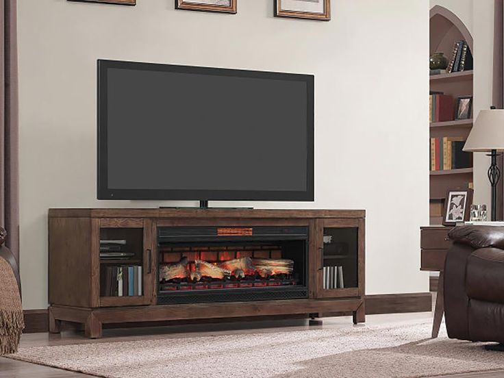 The Berkeley 76" Infrared Electric Fireplace Tv Stand In Spanish Gray Is… | Fireplace  Tv Stand, Electric Fireplace Tv Stand, Electric Fireplace Entertainment  Center Intended For Electric Fireplace Entertainment Centers (View 6 of 15)