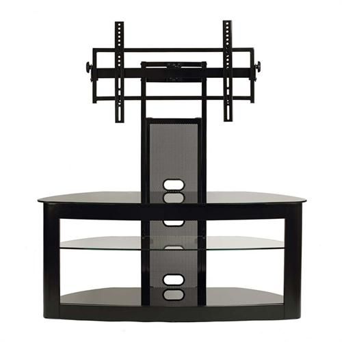 Transdeco Glass Tv Stand With Mount For 35 To 80 Inch Screens (black) Td600b Throughout Glass Shelves Tv Stands (Photo 11 of 15)