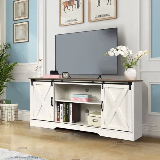 Tv Stand For 65+ Inch Tv, White Entertainment Center Barn Door Television  Stands For 75 Inch Tv, White Farmhouse Tv Stand For 65 Inch Tv – China Tv  Stand, Television Stands | Made In China For White Tv Stands Entertainment Center (Photo 15 of 15)