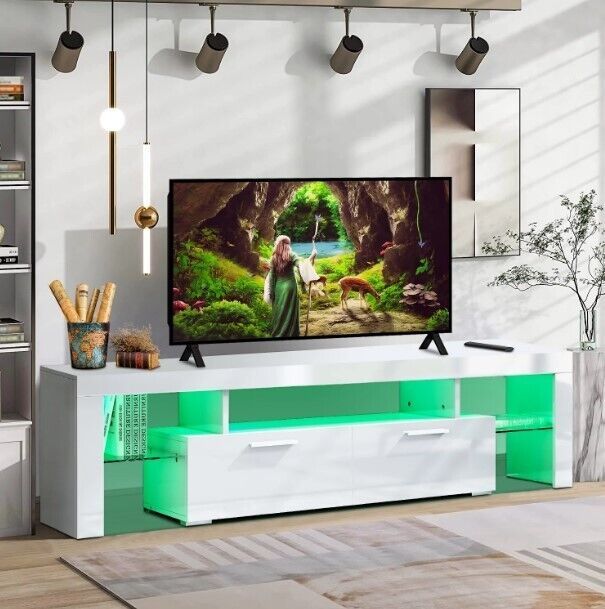 Tv Stand For Living Room Up To 70" Television, Entertainment Center With Rgb  | Ebay Throughout Rgb Tv Entertainment Centers (View 6 of 15)